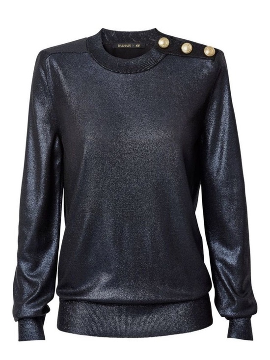 Balmain Tops - Balmain x H&M Metallic Blue Sweater